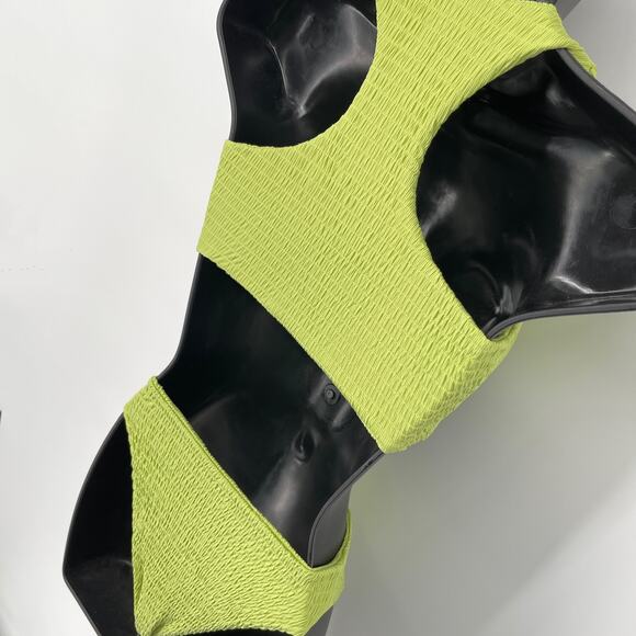 Naked Wardrobe Swim Lime Green Smocked 2 Pc Bikini NEW Sz XS Style NW-W0538 - Picture 6 of 7